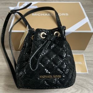 Michael Kors Sparkly crossbody Bucket Bag Black Gold